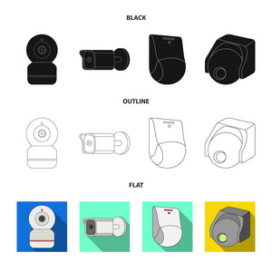 闭路电视和摄像头标识的隔离对象。网络中的闭路电视和系统股票符号集