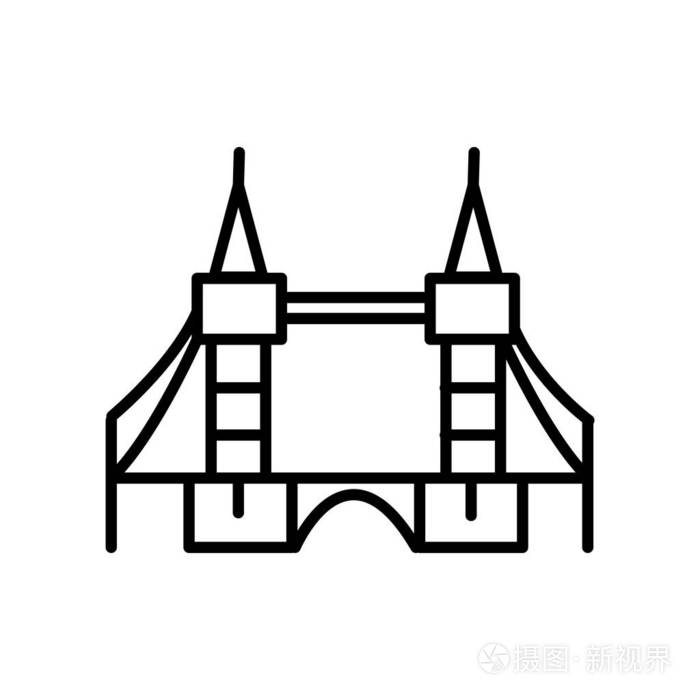 塔桥图标矢量隔离在白色背景, 塔比插画-正版商用图片12tj76-摄图新