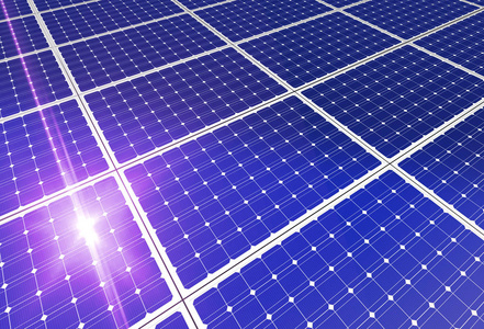 太阳能电池板概念三维插图反射表面