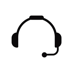 耳机图标矢量隔离在白色背景, 耳机标志