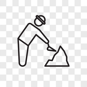 在透明背景上隔离的考古学家矢量图标, 弧线照片