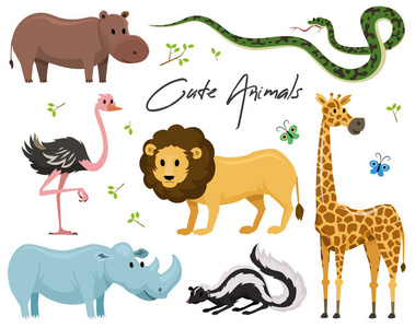 狮子和老虎.复古世界.卡通矢量照片