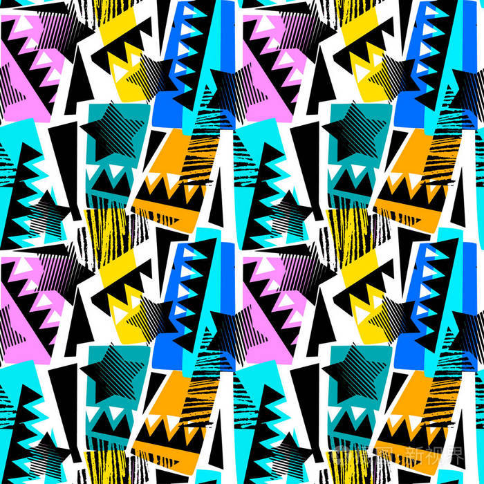 抽象几何无缝粗糙网格图案现代设计模板.