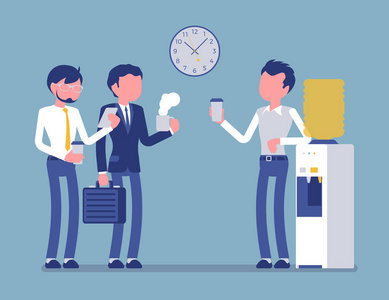 办公室凉快的闲谈, 年轻的男性工作者照片