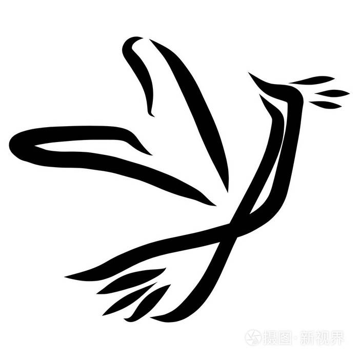 一只会飞的鸟抽象画黑线