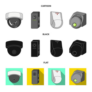 对闭路电视和摄像标志的矢量图解。一套闭路电视和系统股票矢量图