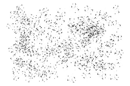 黑白单色矢量背景。灰尘覆盖遇险晶粒, 图像简单地放置在对象上, 蹩脚效果的创造。抽象的, 飞溅的, 肮脏的, 纹理的设计。手工绘