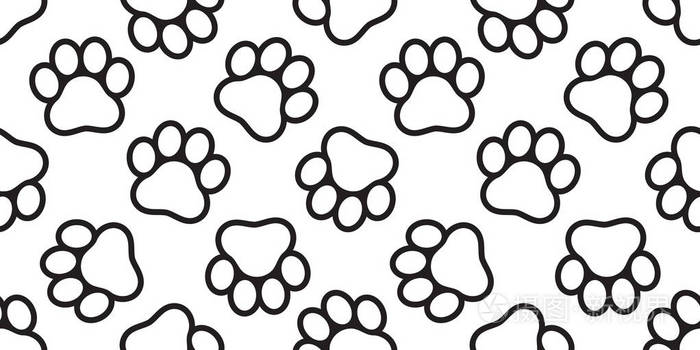 棕色爪子无缝模式狗爪猫爪斗牛犬矢量隔离背景壁纸狗爪无缝图案足迹