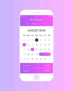 矢量日历应用程序 Ui 概念