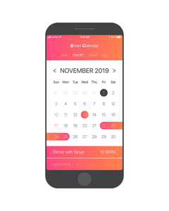 矢量日历应用程序 Ui 概念