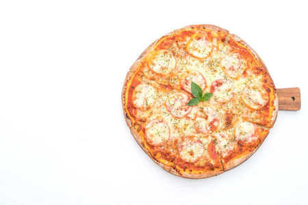 西红柿披萨分离白色背景意大利食品风格