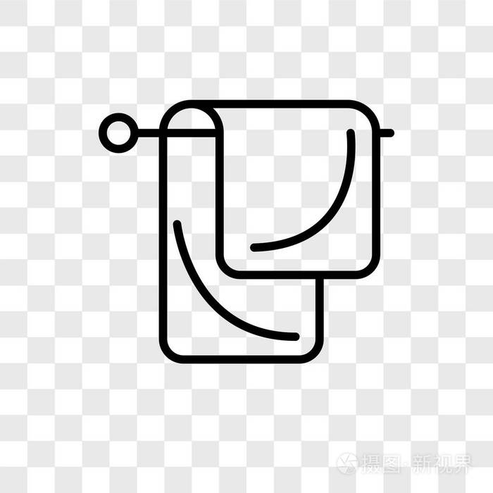 毛巾矢量图标隔离在透明背景,毛巾标志概念