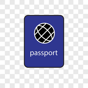 透明背景上隔离的护照矢量图标，护照标志概念
