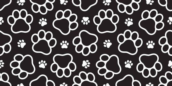 猫足迹狗爪无缝图案矢量足迹小猫小狗卡通片隔离重复墙纸插图黑色照片