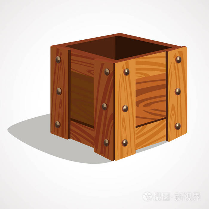 可爱卡通空木箱矢量插画