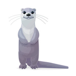 矢量卡通动物剪贴画:河流常见水獭照片