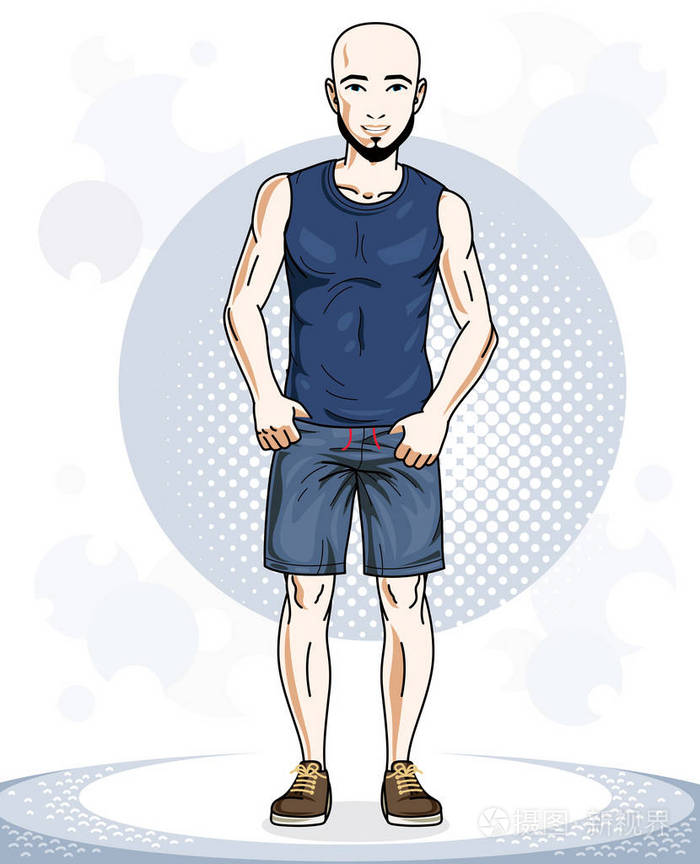 带胡须和穿运动服装的男性矢量插图插画-正版商用图片12v53j-摄图新