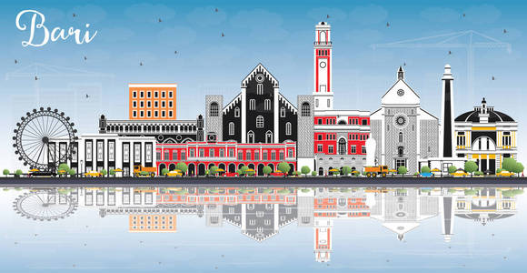 矢量图. 现代建筑的商务旅游和旅游理念. 巴里城市景观与地标.照片