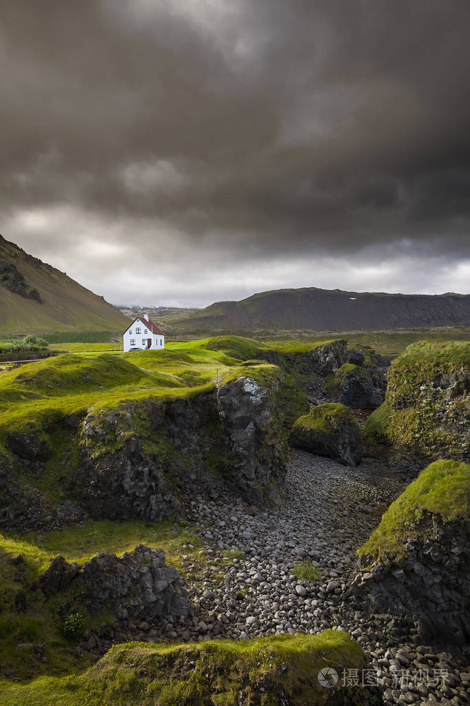 阴天下冰岛自然风景