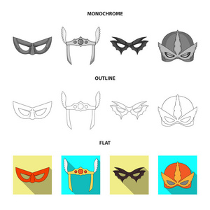 英雄与面具符号的矢量设计。一套英雄和超级英雄股票符号的网站