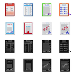 形式和文档符号的向量说明。库存表单和标记矢量图标的集合