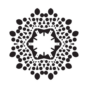 简单的雪花图标与点和圆形元素隔离在白色背景上。 雪花元素用于圣诞节冬季设计和新年装饰。 冰箱矢量符号或标志