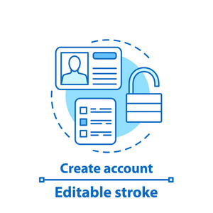 账户创建概念图标用户配置概念瘦线图