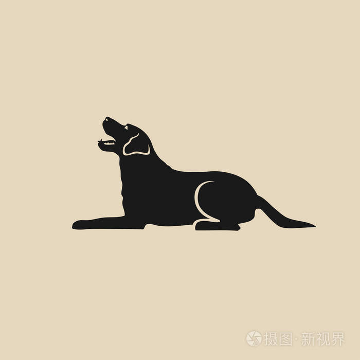 躺着的拉布拉多猎犬勾勒出米色背景的插图插画-正版商用图片12voaq-摄