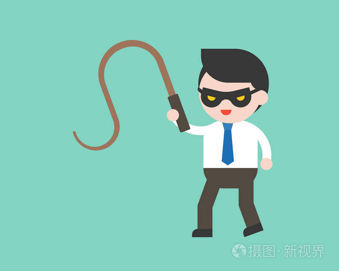 简单的商业横幅与商人鞭子和面具,矢量插图