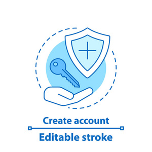 创建用户账户创建概念图标,担保新用户注册理念细线插图照片
