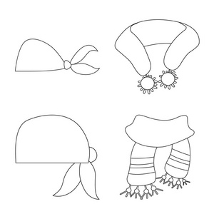 围巾和披肩符号的矢量插图。围巾和辅料的收藏向量插图