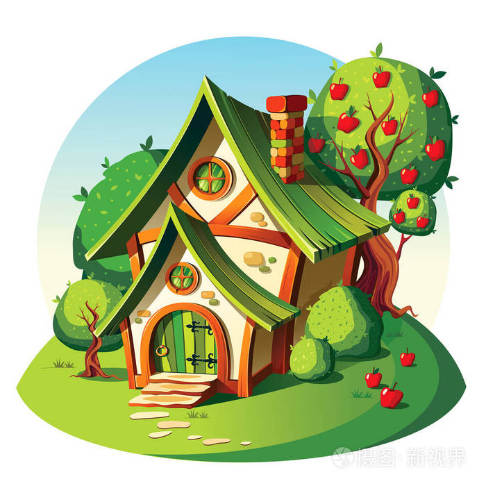 乡村石屋. 夏季景观.