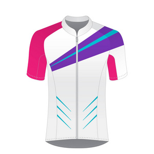 骑自行车运动衫模型。 衬衫运动设计模板。 道路赛车制服空白。