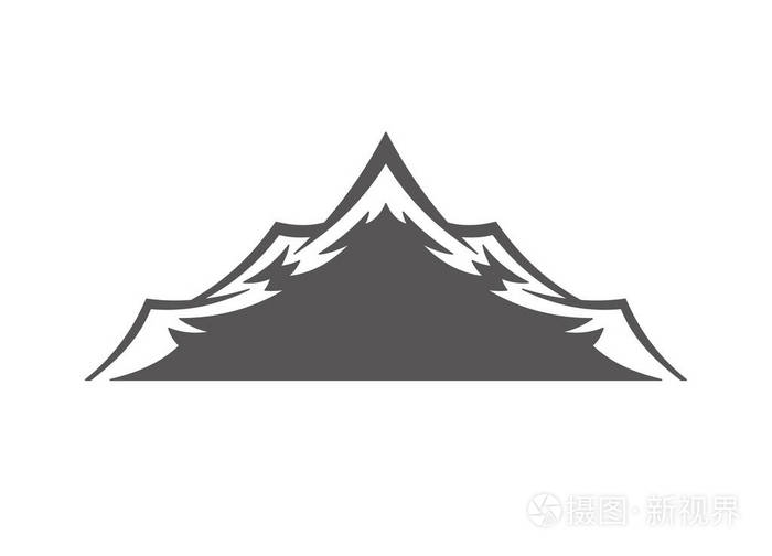 在白色背景矢量插图上孤立的山形山山矢量图形轮廓