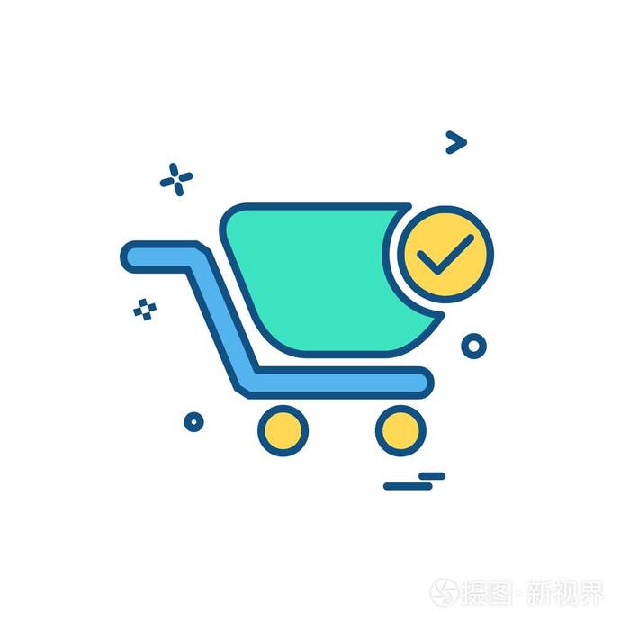 购物车图标设计彩色矢量插图