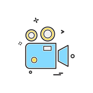 摄像机图标设计矢量插图照片