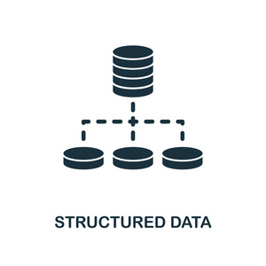 结构化数据图标。从大数据图标收集的单色风格设计。威尔像素完美简单的象形图结构化数据图标。网页设计应用软件打印使用