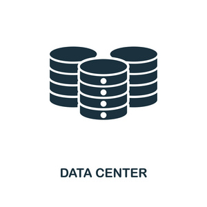 数据中心 图标。从大数据图标收集的单色风格设计。威尔像素完美简单的象形数据中心图标。网页设计应用软件打印使用