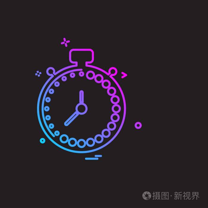 时钟平面图标矢量插图