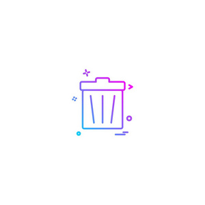 垃圾箱图标设计彩色矢量插图