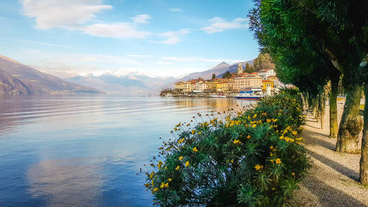 意大利风景优美的科莫湖和贝拉吉奥。