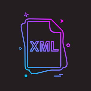 XML文件类型图标设计向量