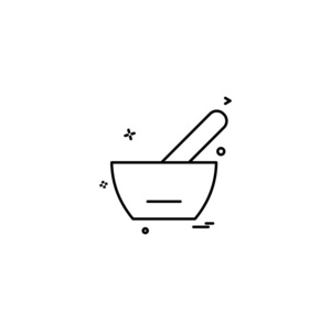 勺子碗药汤图标矢量图