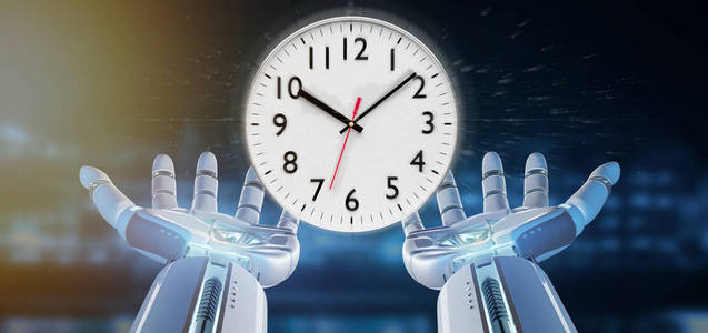 Cyborg手持时钟定时器三维渲染的视图
