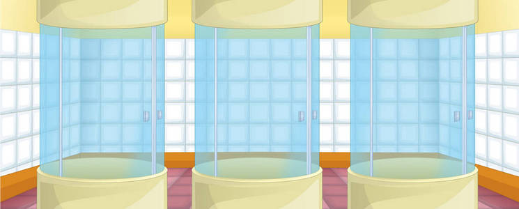 带有彩色空浴室插图的卡通场景