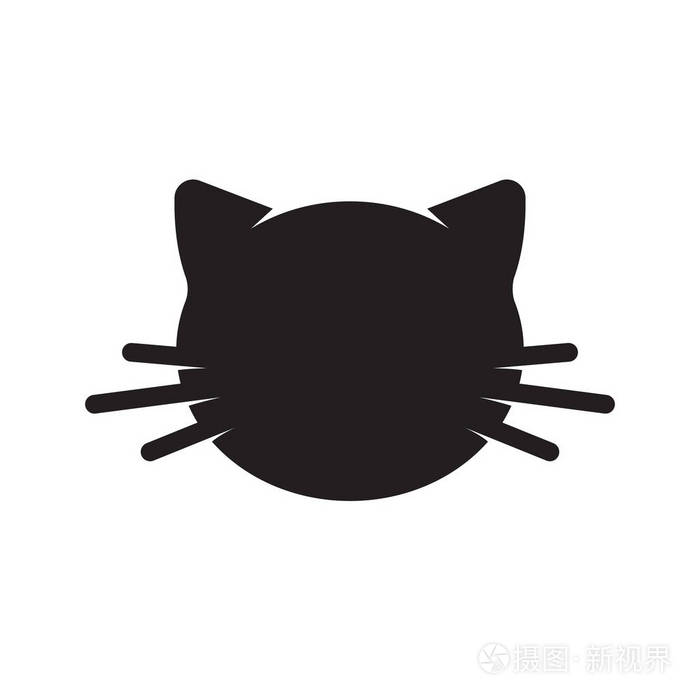 猫头图标轮廓白色背景下分离的矢量插图