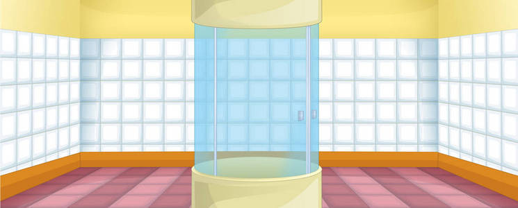 彩色空浴室卡通场景儿童插图