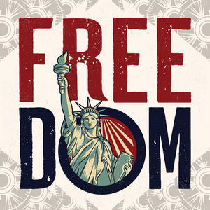 美国自由标志标志.复古宣传海报及元素.孤立的艺术品对象.