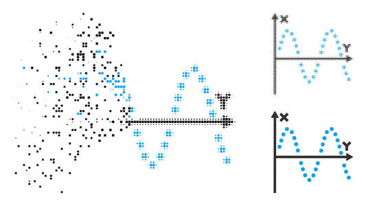 零碎点半色调正弦绘图图标