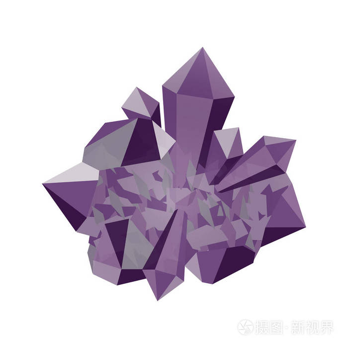 紫水晶宝石宝石矿物团簇晶体矢量图石材层和面的纹理地质采矿科学珠宝